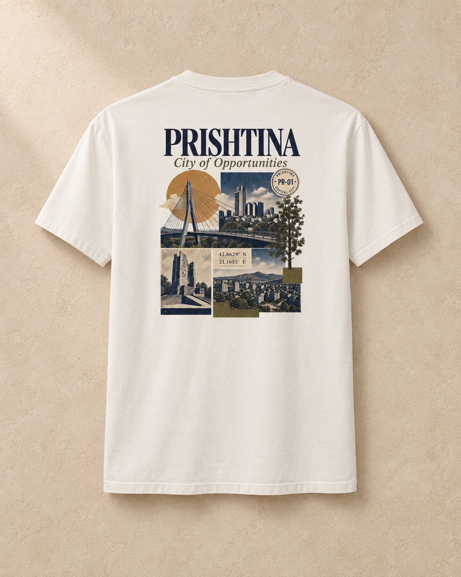 Prishtina City Tee — Off White / XS